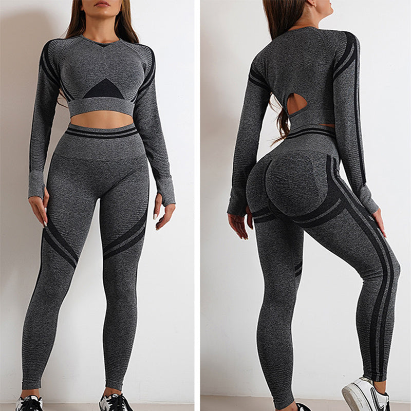 Seamless Yoga Pants Sports Gym Fitness Leggings Or Long Sleeve Tops Outfits Butt Lifting Slim Workout Sportswear Clothing - Nyaabs