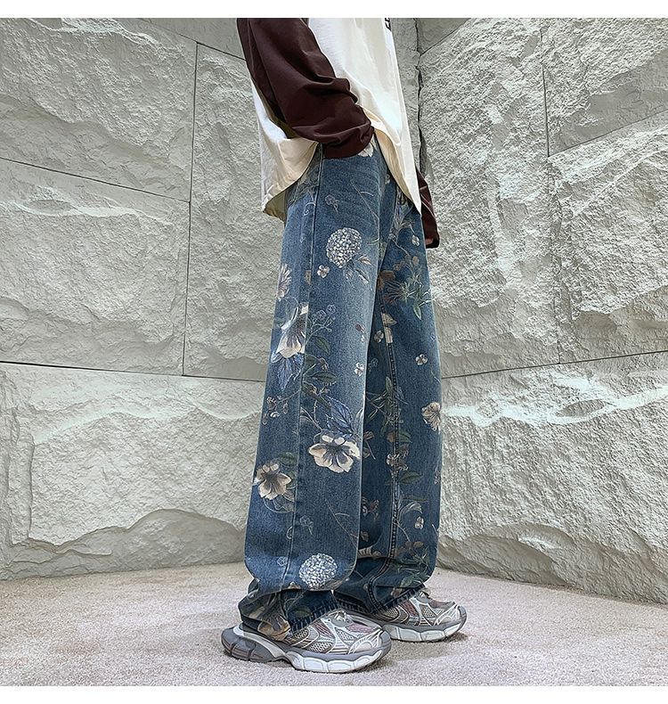 American Retro Worn Jeans Men's Summer Design Sense Niche Straight Fashion Brand Fried Street Ruoshuai - Nyaabs