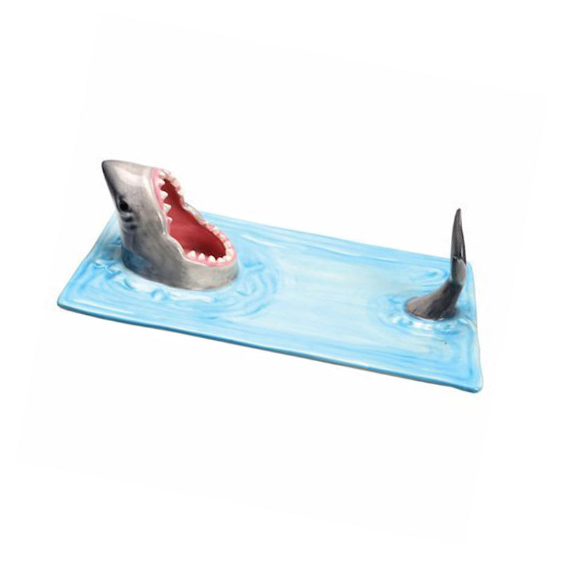 Internet Celebrity Seaside Shark Ceramic Plate Dumpling Plate Meal Kitchen Decoration Sushi Plate Beautiful Tableware - Nyaabs