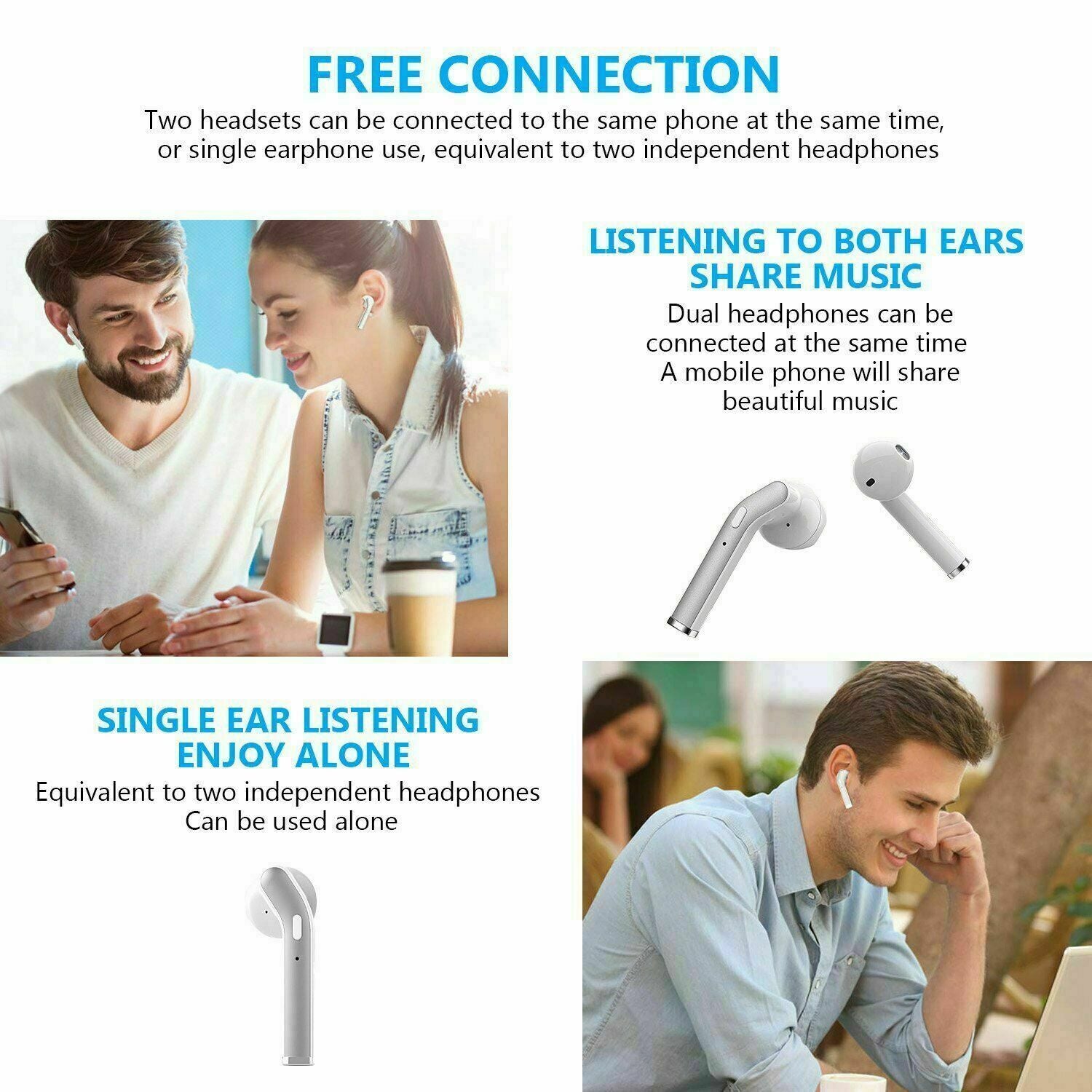 Bluetooth 5.0 Earbuds Headphones Wireless Noise Cancelling In-Ear Waterproof - Nyaabs