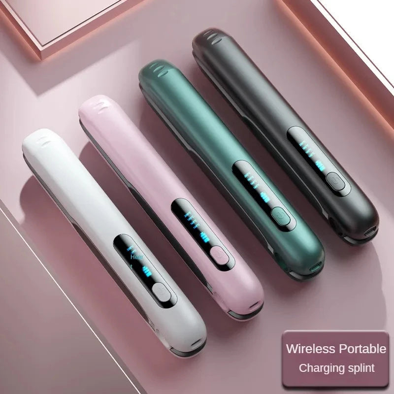 Wireless Hair Straightener Flat Iron Mini 2 IN 1 Roller USB 5000mAh Max 200 Degree Portable Cordless Curler 4 Levels Dry And Wet Uses - Nyaabs