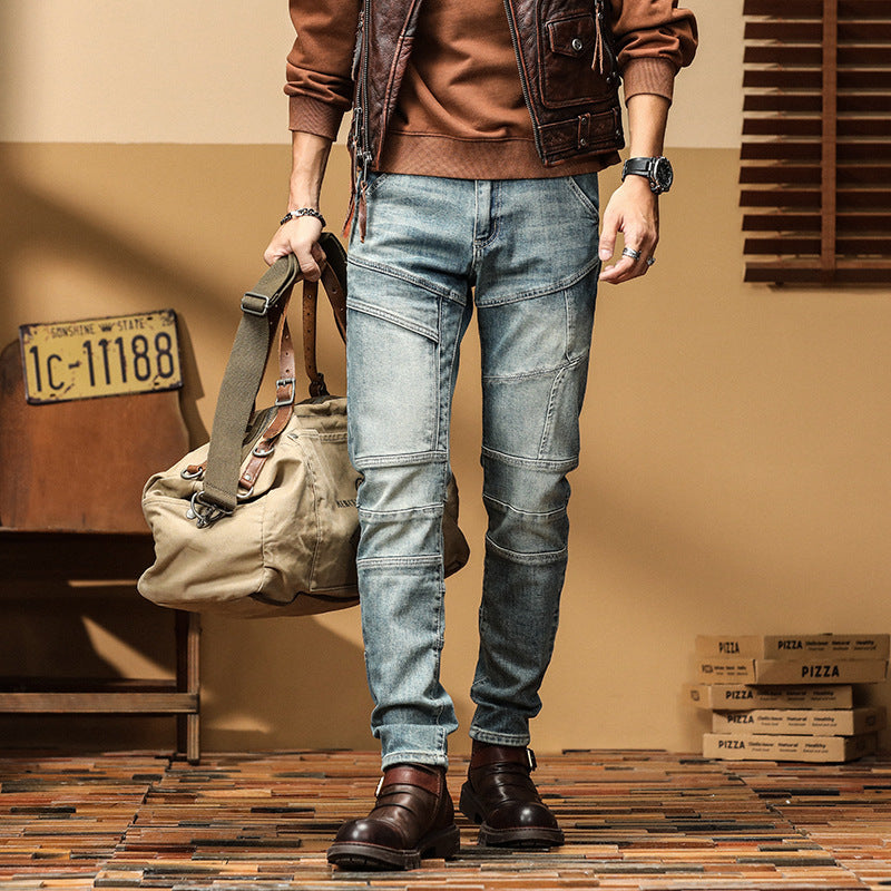 Casual Straight-leg Slim Fit High Quality Stretch Blue Denim Trousers - Nyaabs