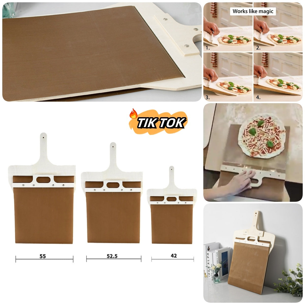 3 Sizes Sliding Pizza Peel Shovel Storage Board Pala Pizza Scorrevole Wooden Handle Transfer Pizza Kitchen Gadgets nyaabs.com