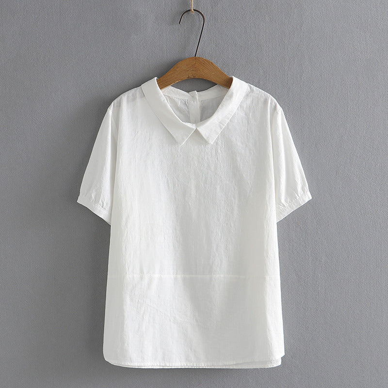 Cotton Jacquard Doll Shirt Short Sleeve Simple All-match T-shirt - Nyaabs