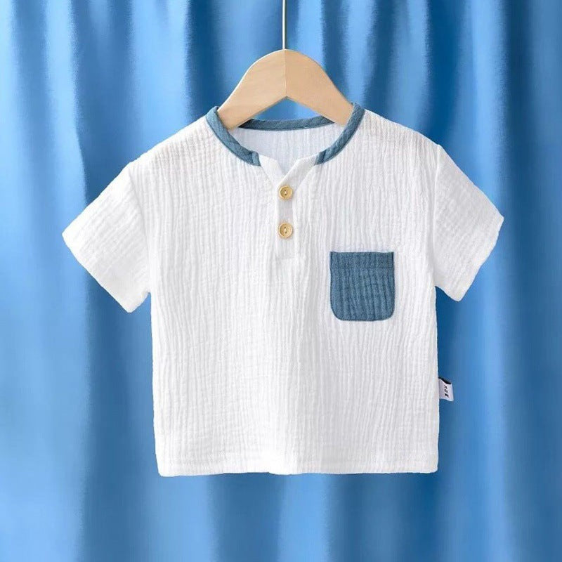 Children's Breathable Half Sleeve Cotton And Linen Top T-shirt - Nyaabs