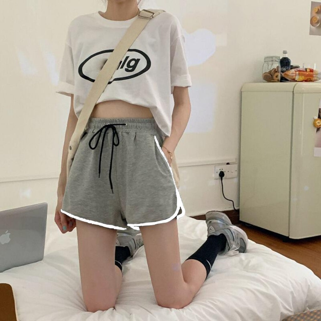 Korean Style High Waist Sports Three-point Shorts Women Loose nyaabs.com