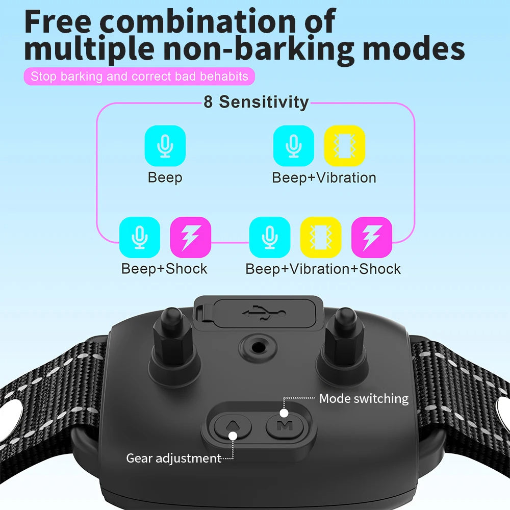 Smart Automatic Anti Barking Dog Collar Rechargeable Bark Stopper Stop Barking HD Digital Display IP67 Waterproof Collar For Dogs Pet Products - Nyaabs