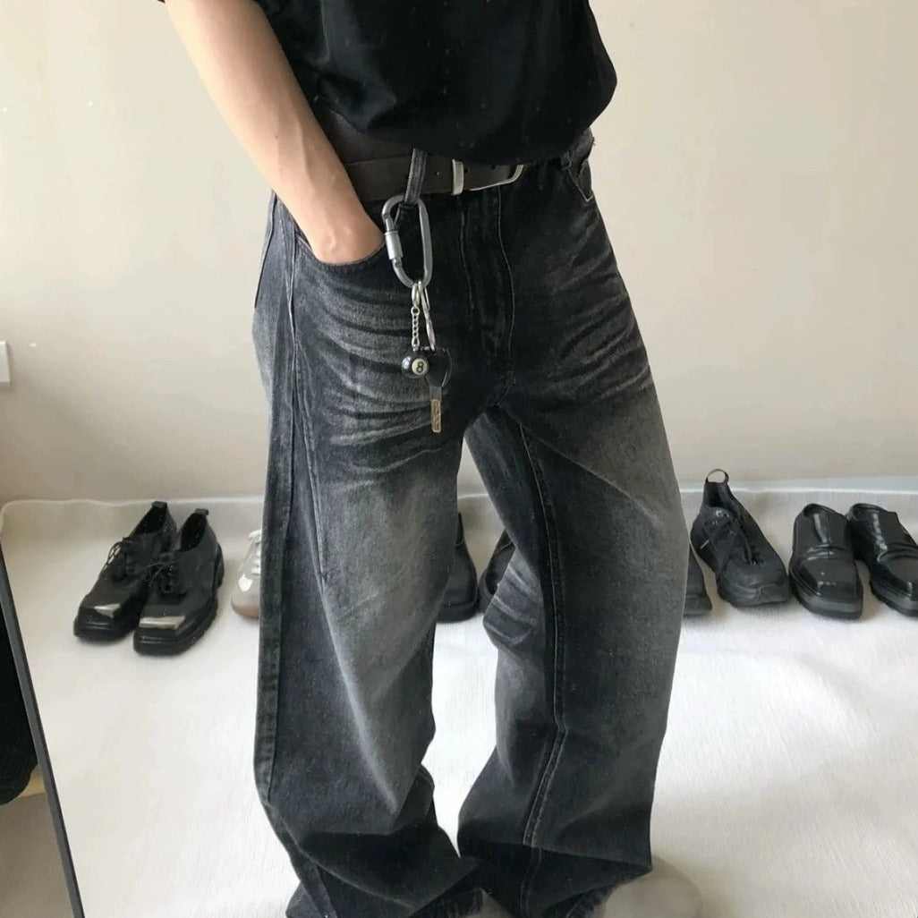 Retro Washed Black Distressed All-matching Jeans - Nyaabs