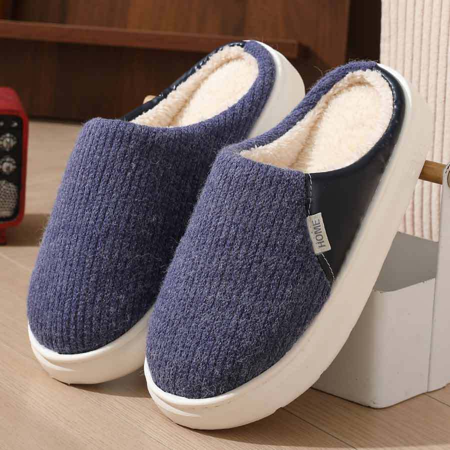 Winter Warm Plush Home Slippers Lightweight Thick Bottom Silent Non-slip Floor Bedroom Slippers Couple House Shoes Women Men - Nyaabs