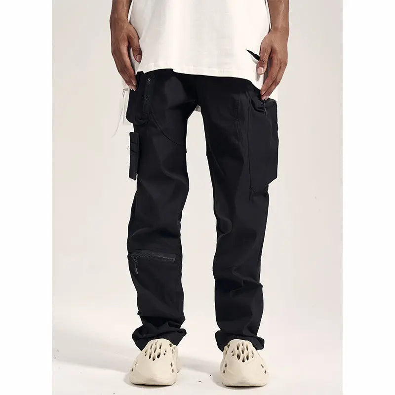 Multi-pocket Hook And Loop Chaopai Sports Casual Pants - Nyaabs