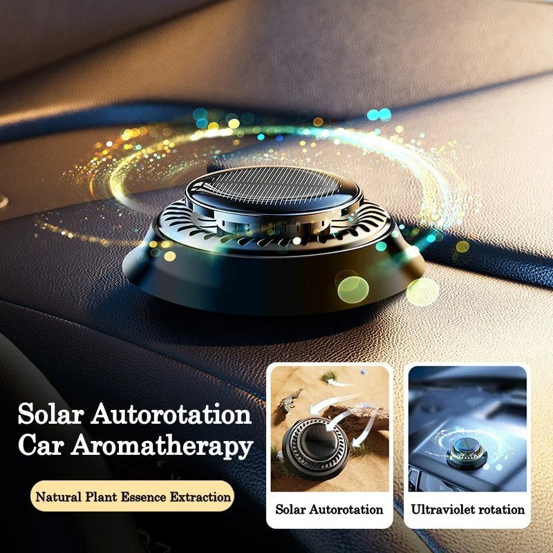 Portable Kinetic Car Air Freshener Solar Powered Double Ring Rotating Air Cleaner Perfume Fragrance Diffuser - Nyaabs