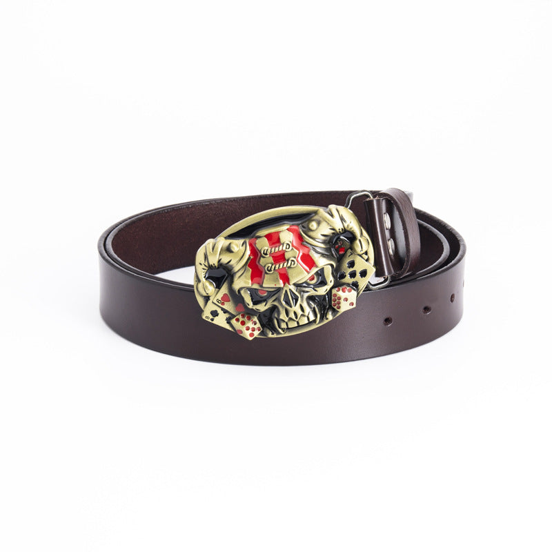 Fashion Simple Skull Shape Leather Belt - Nyaabs