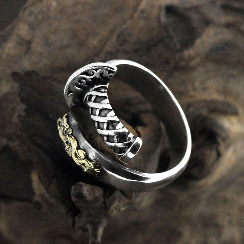 S925 Silver Retro Distressed Ring Men - Nyaabs