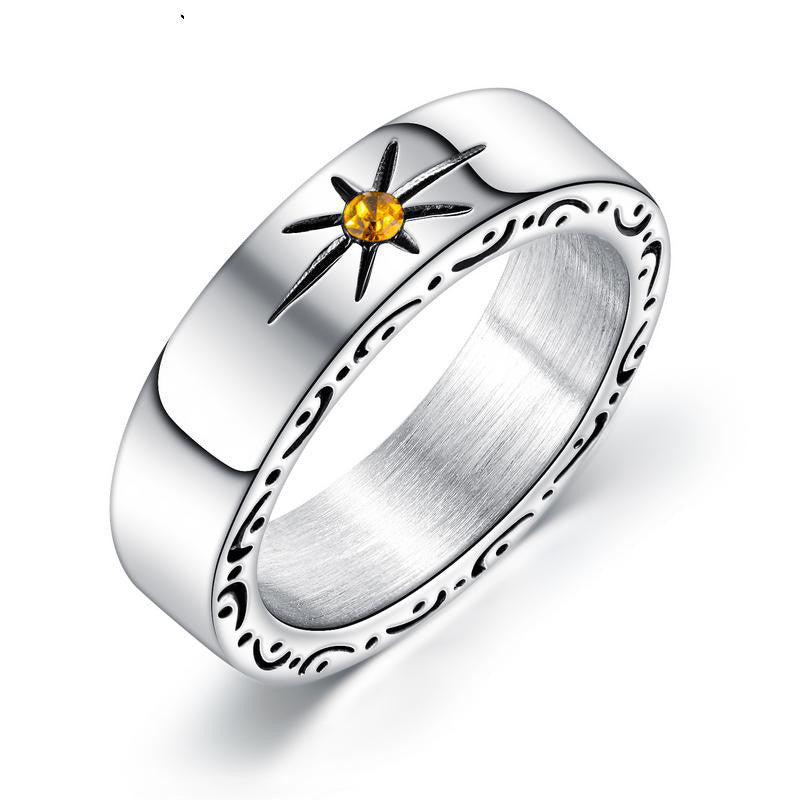 Personality Retro Sun Stainless Steel Ring Men - Nyaabs