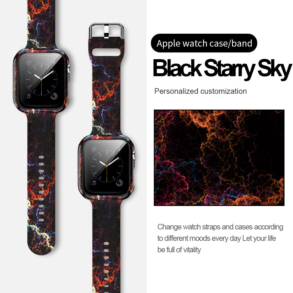 Suitable For Apple Watch Silicone Strap And Case Integrated With Pattern Printing - Nyaabs