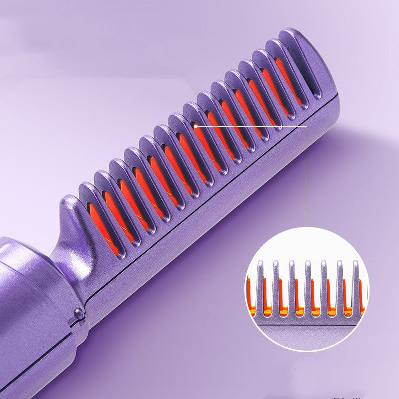 Professional Wireless Hair Straightener Curler Comb Fast Heating Negative Ion Straightening Curling Brush Hair Styling Tools - Nyaabs