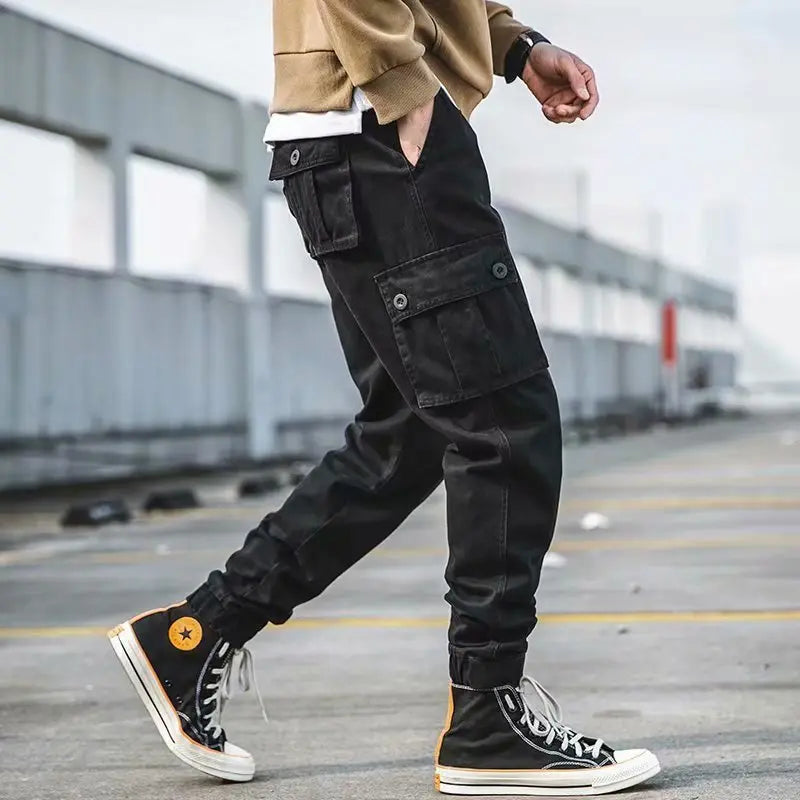 Overalls Men's American-style Retro Casual Loose Cropped Pants Multi-pocket Ankle Banded - Nyaabs