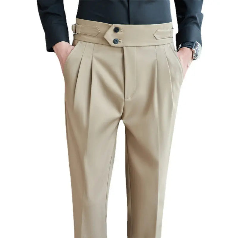 Men's Mid High Waisted Drape Style Long Casual Pants - Nyaabs