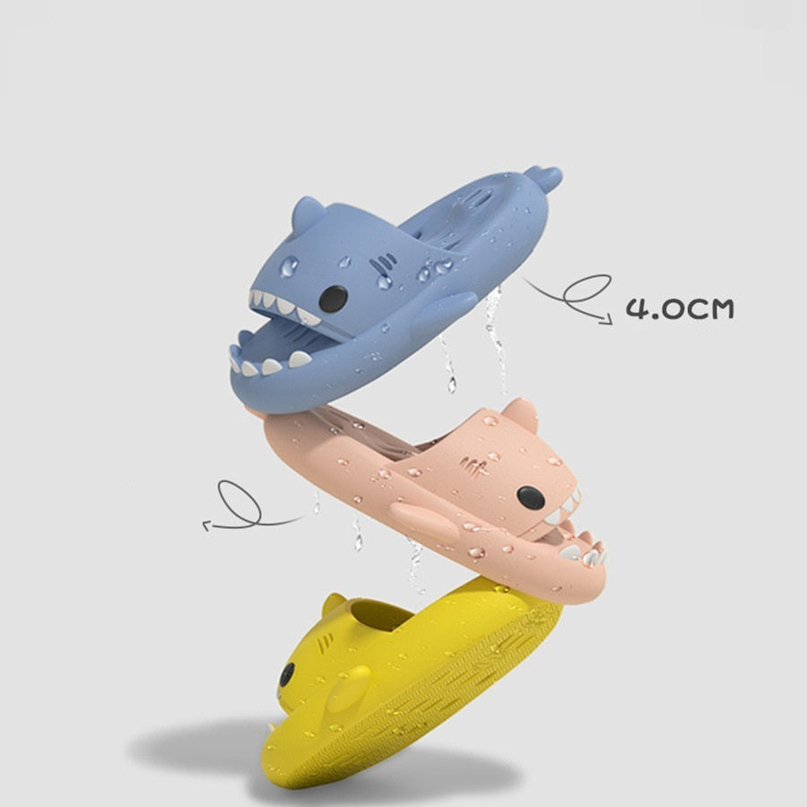 Shark Slippers With Drain Holes Shower Shoes For Women Quick Drying Eva Pool Shark Slides Beach Sandals With Drain Holes - Nyaabs