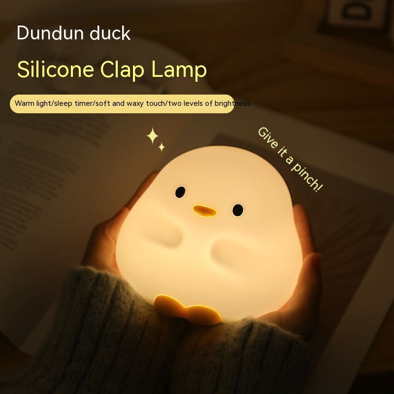 Cute Duck LED Night Lamp Cartoon Silicone USB Rechargeable Sleeping Light Touch Sensor Timing Bedroom Bedside Lamp For Kid Gift Home Decor - Nyaabs