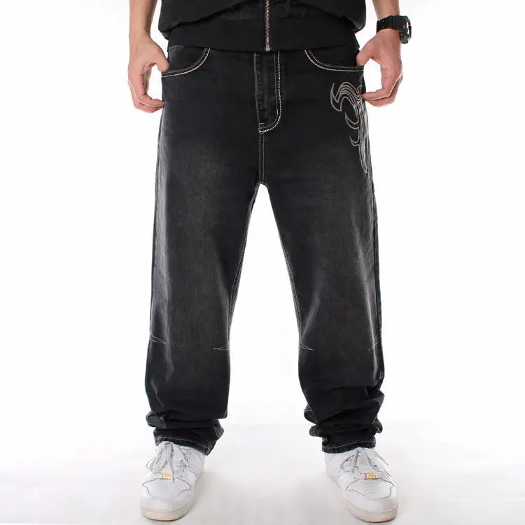 Creative Embroidery Hip Hop Jeans Male - Nyaabs