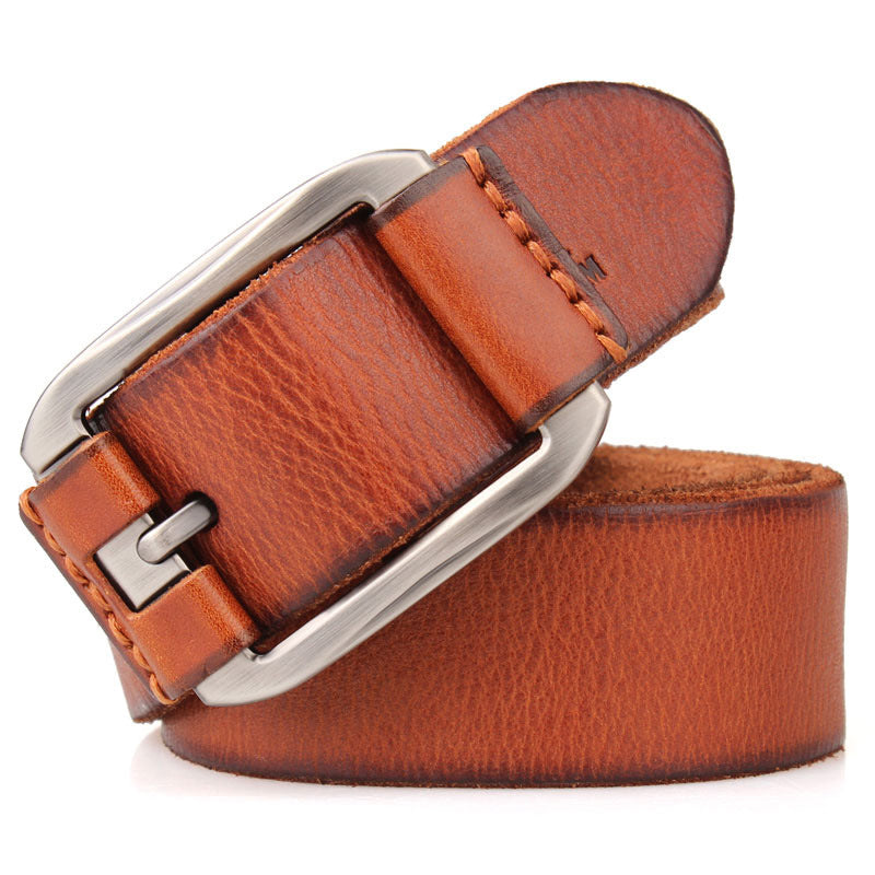 Men's Leather Belt In One Single Layer First Layer - Nyaabs