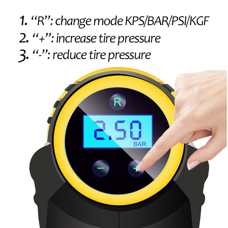 Automatic Portable Handheld Digital LED Smart Car Air Compressor Pump - Nyaabs