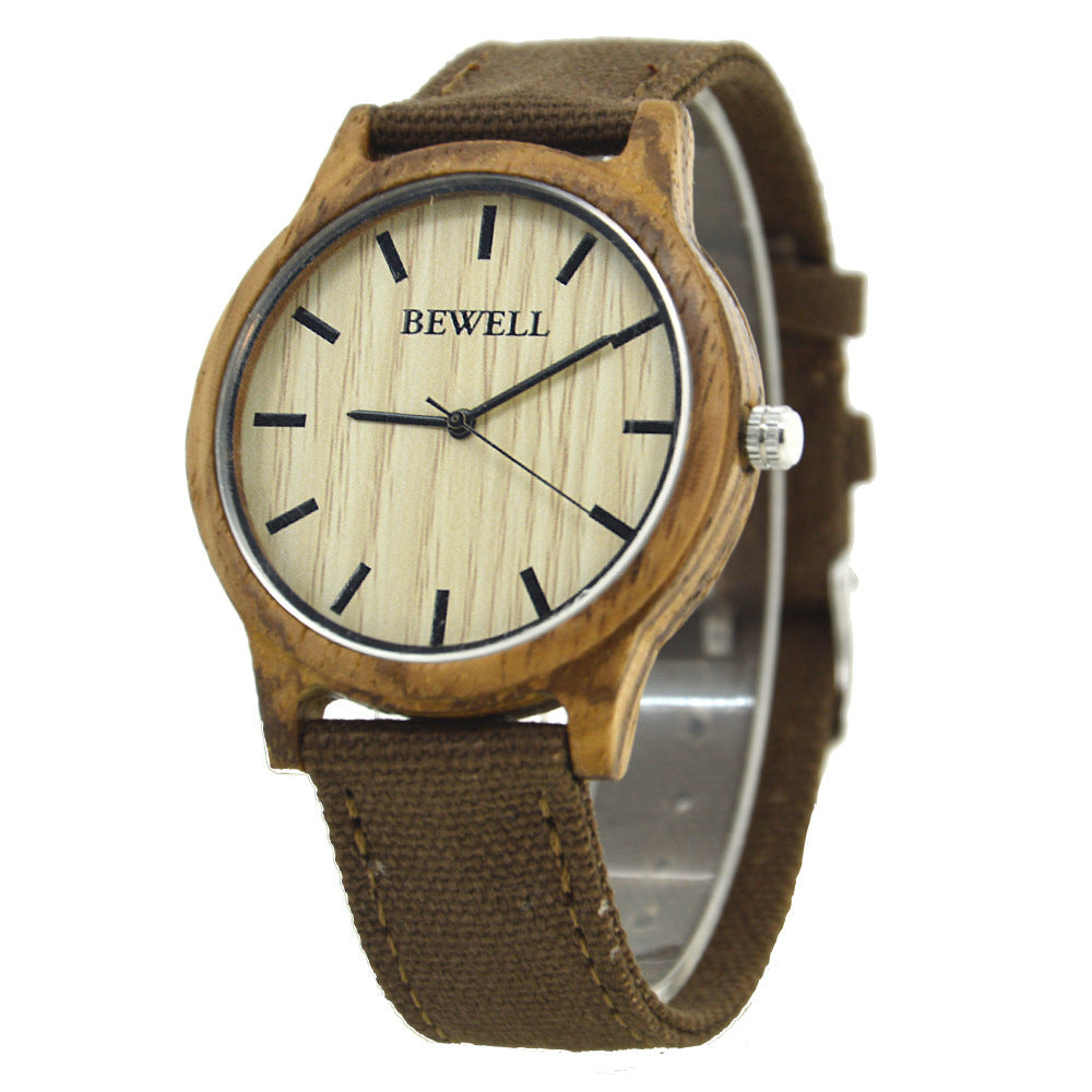 Simple canvas strap wooden watch - Nyaabs