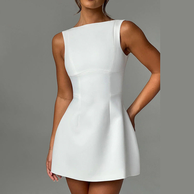 Sexy Slim-fitting Backless Dress Summer Sleeveless Short Dresses - Nyaabs