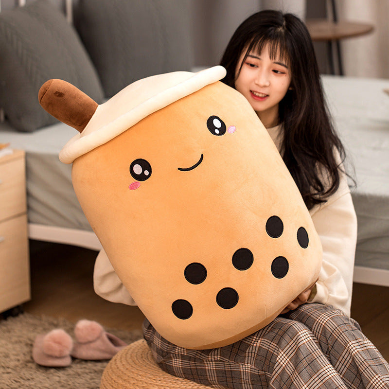 Cute Fruit Drink Plush Stuffed Soft Strawberry Milk Tea Plush Boba Tea Cup Toy Bubble Tea Pillow Cushion Kids Gift - Nyaabs