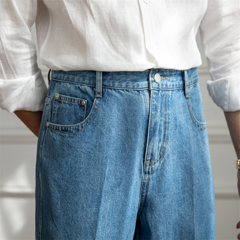 High Waisted Straight Leg Denim Pants Japanese Style - Nyaabs