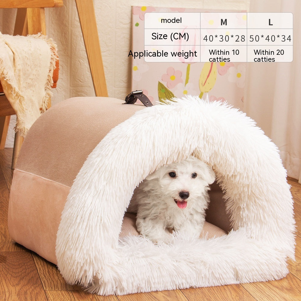 New Splice Portable Pet Nest Portable Autumn And Winter Warm Dog Nest Moisture-proof Long Fur Cat Nest Cross Border Pet Nest nyaabs.com