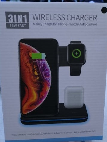 Compatible Mobile Phone Watch Earphone Wireless Charger 3 In 1 Wireless Charger Stand - Nyaabs