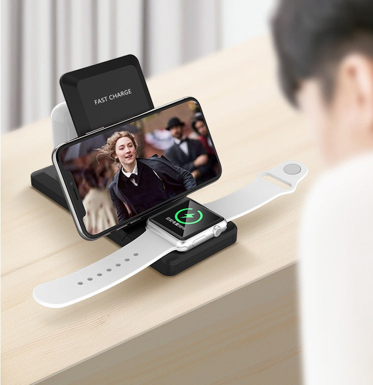 Folding three-in-one multifunctional wireless charger - Nyaabs