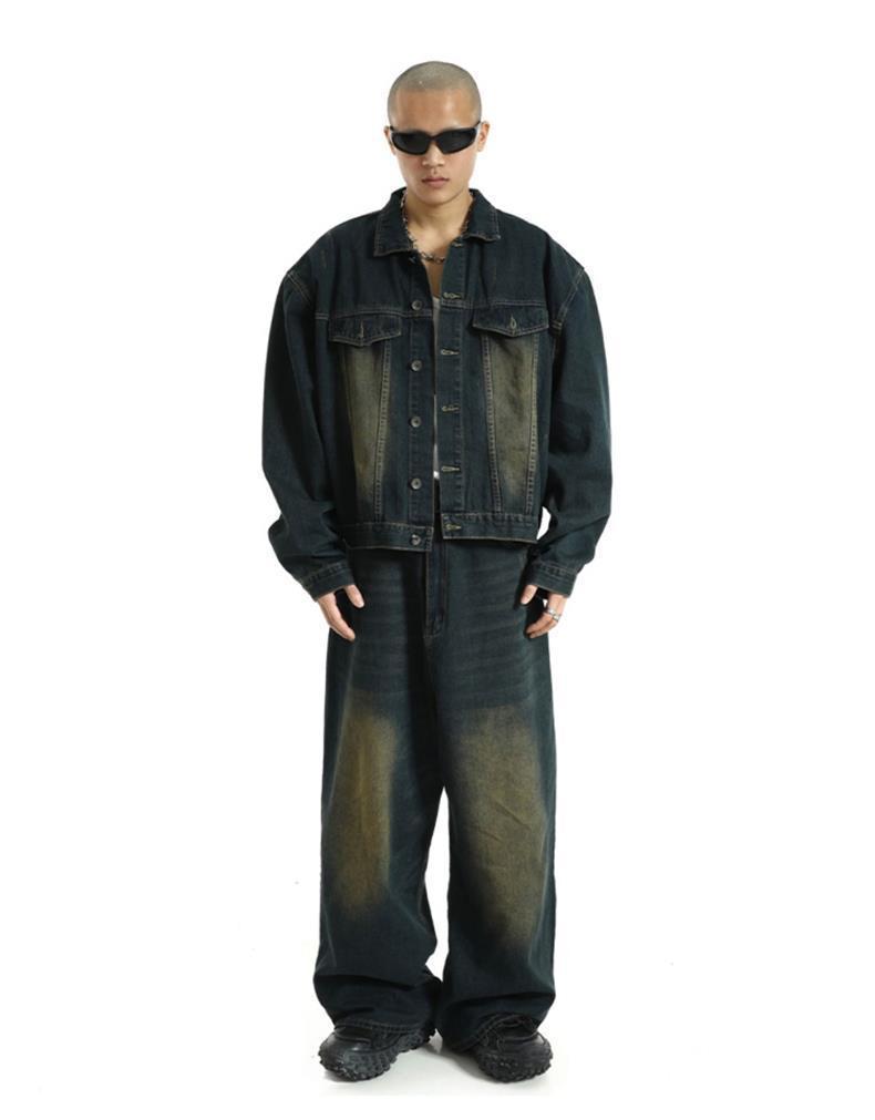 Vintage Straight Jeans Washed Distressed Loose Trousers - Nyaabs