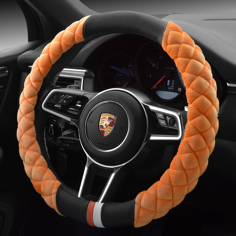 Universal Car Steering Wheel Cover Winter Decoration Cute 38cm Plush Footprint Auto Automobile Vehicle Steering Wheel Protector - Nyaabs