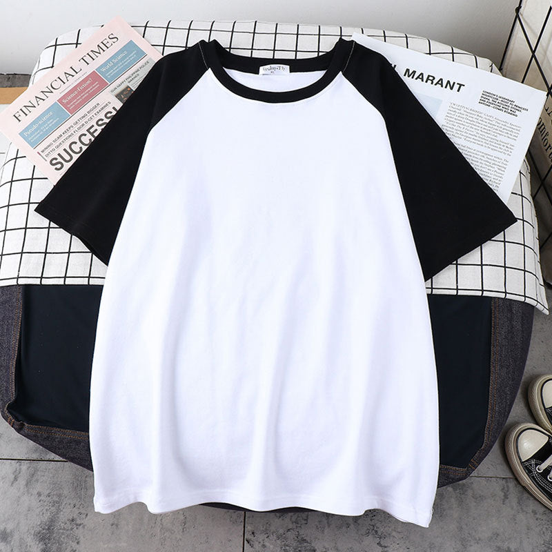 Loose And Thin Solid Color Half Sleeve T-shirt Top - Nyaabs