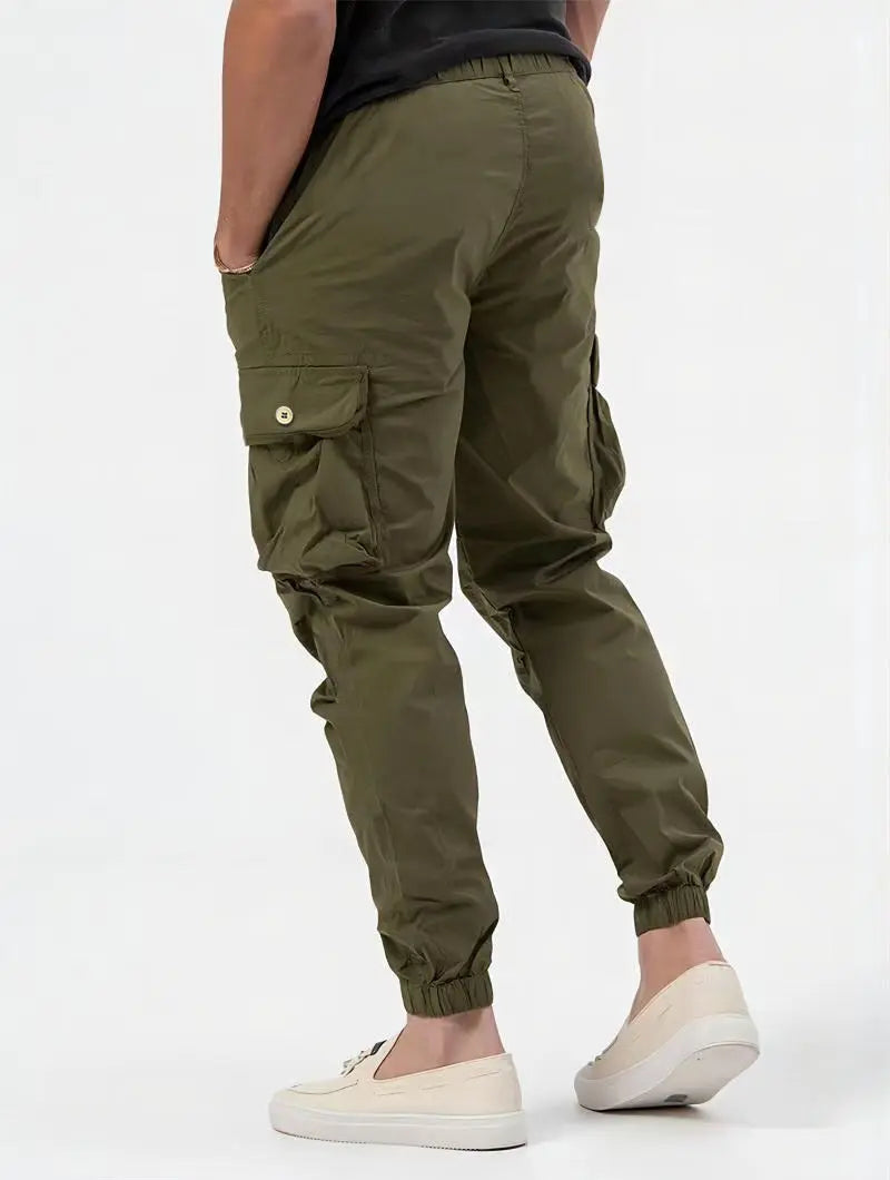 Men's Cargo Trousers With Three-dimensional Pockets Solid Color Casual Pants - Nyaabs