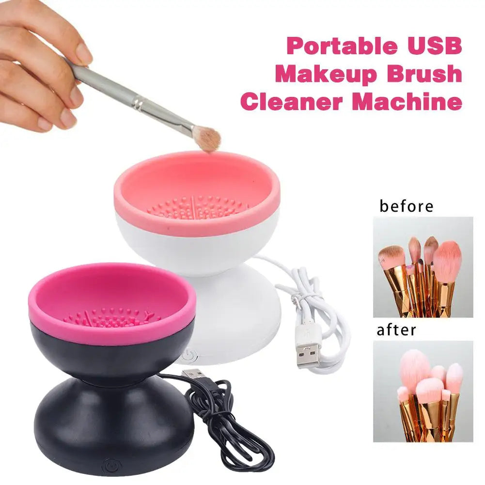 Electric Makeup Brush Cleaner Machine Portable Automatic USB Cosmetic Brush Cleaner Tools For All Size Beauty Makeup Brushes Set - Nyaabs