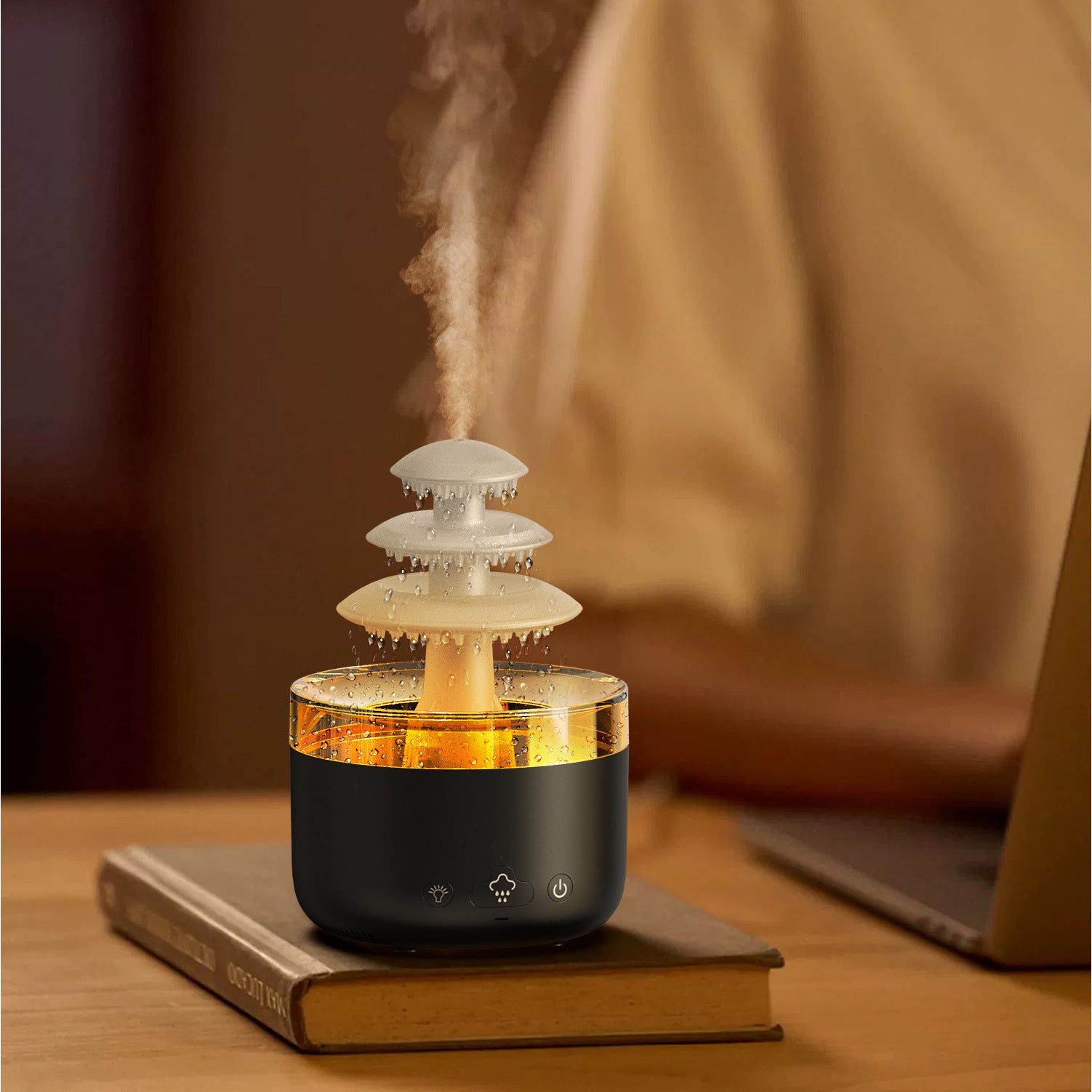 New Cloud Rain Air Humidifier Essential Oil Aromatherapy Diffuser USB Mute Mist Air Humidifier With Colorful Light - Nyaabs