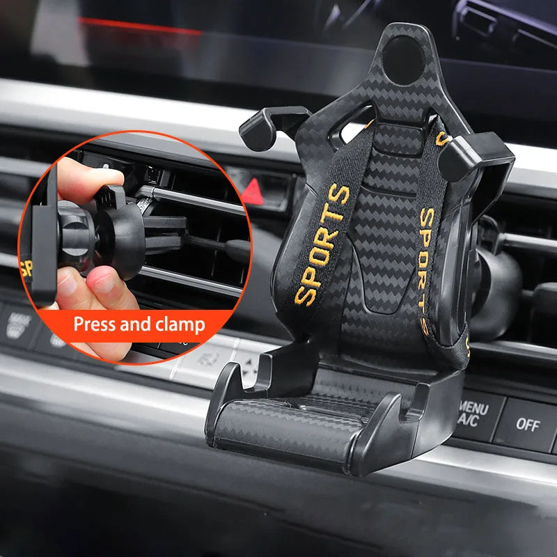 Racing Seat Shape Car Phone Holder Auto Air Vent Mobile Phone Clip 360 Degree Rotatable Car Cellphone Rack For Car Interior - Nyaabs