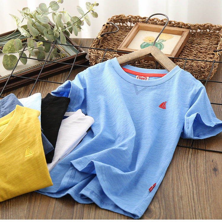 Fashion Simple Boy Half Sleeve Thin T-shirt - Nyaabs