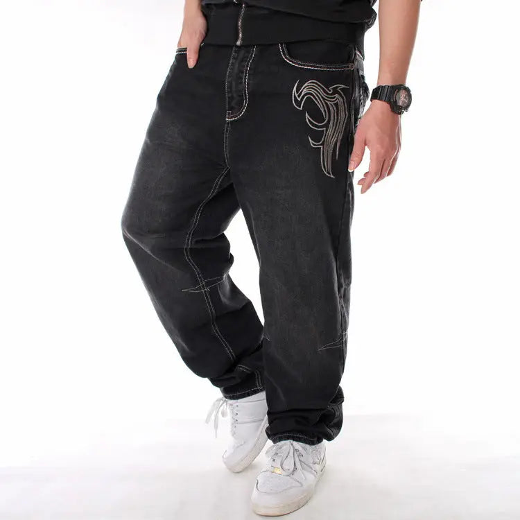 Creative Embroidery Hip Hop Jeans Male - Nyaabs