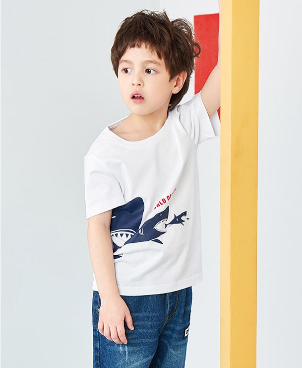 Summer Children's Wear Korean Fashion Children's Short Sleeve T-Shirt Cotton Kids Clothes Summer Boy Half Sleeve Top - Nyaabs