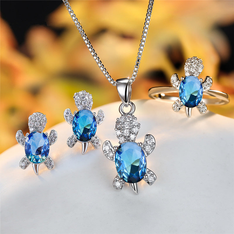 Fashion Oval Zircon Pendant Turtle Shape Necklaces With Rainbow Stone Multicolor Animal Necklace Jewelry For Woman And Children - Nyaabs