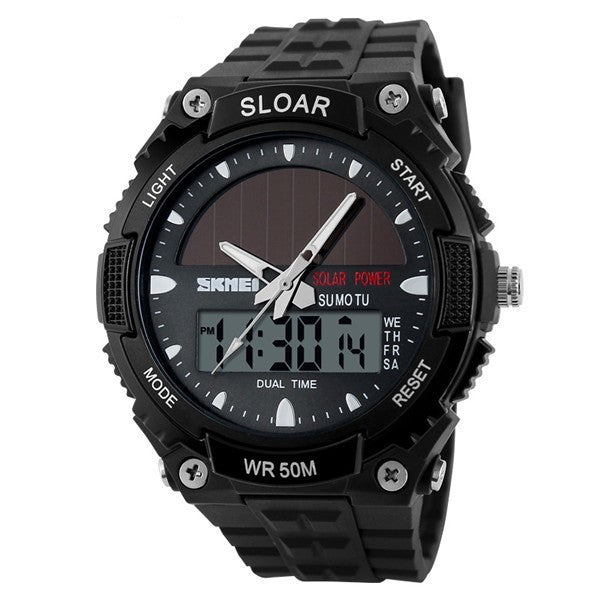 Time Beauty Men's Fashion Solar Watch Waterproof Electronic - Nyaabs