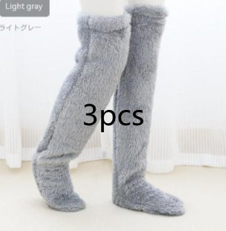 Over Knee High Fuzzy Long Socks Winter Warm Cold Leg Knee Joint Cold-proof Stockings Home Floor Sleeping Socks - Nyaabs