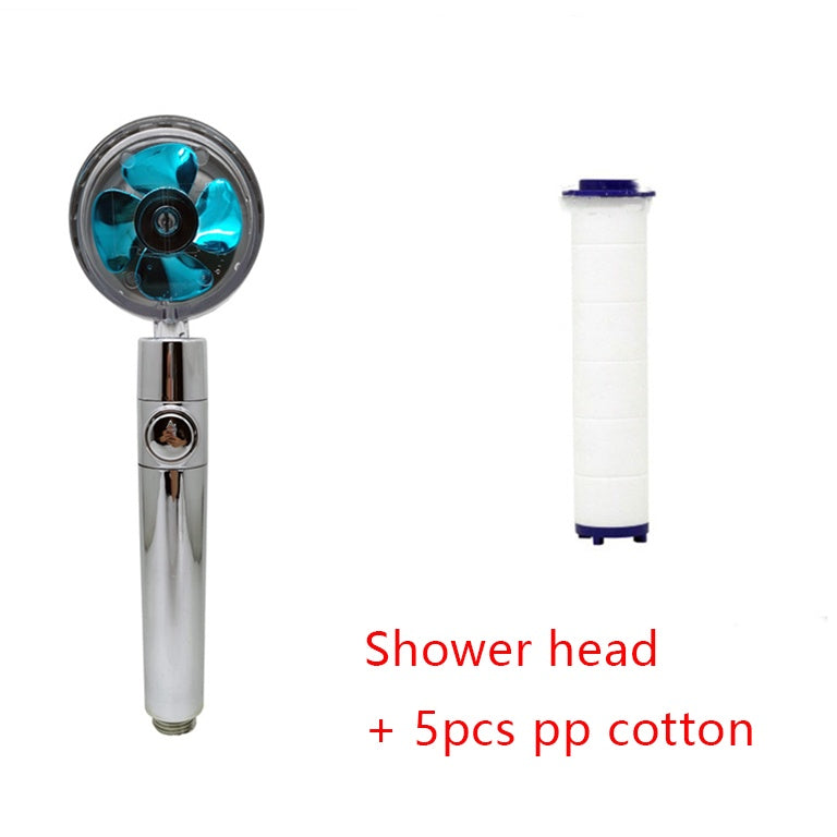 Shower Head Water Saving Flow 360 Degrees Rotating With Small Fan ABS Rain High Pressure Spray Nozzle Bathroom Accessories nyaabs.com