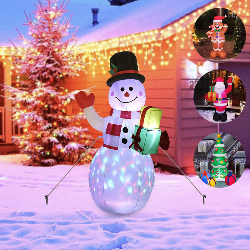 Christmas LED Lights Glowing Santa Tree Snowman Inflatable Doll Outdoor Yard Garden Decor - Nyaabs