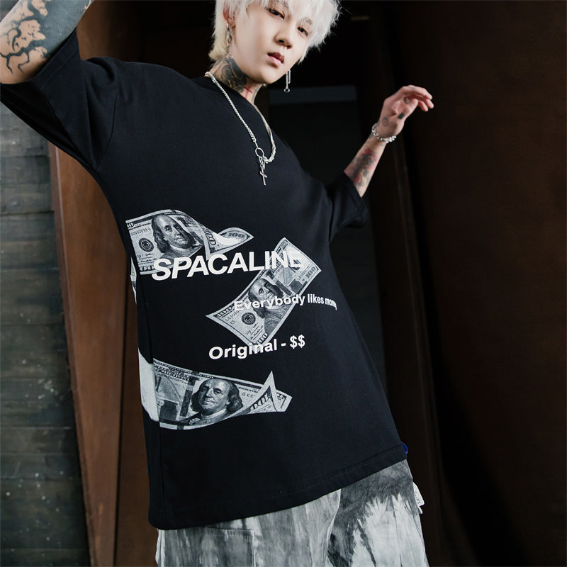 Short-sleeved t-shirt male hip hop half sleeve - Nyaabs